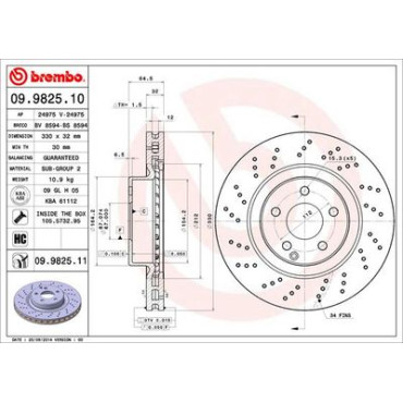 Диск тормозной BREMBO 09982511