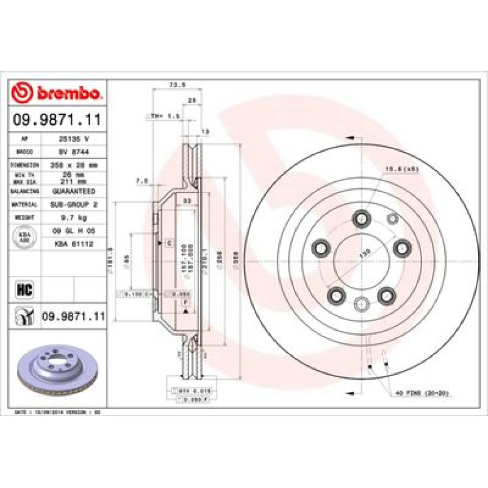 Диск тормозной BREMBO 09987111