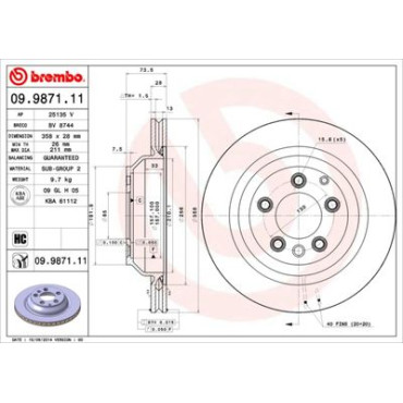 Диск тормозной BREMBO 09987111