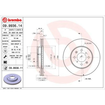 Диск тормозной BREMBO 09993614