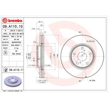 Диск тормозной BREMBO 09a11011