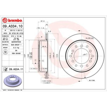 Тормозной диск задний BREMBO 09a33411