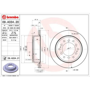 Диск тормозной BREMBO 09a33420