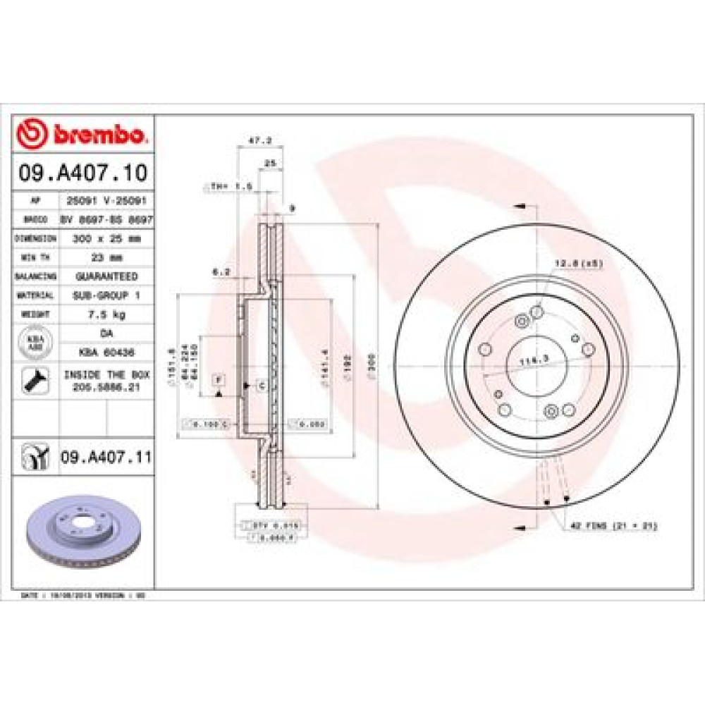 Диск гальмівний BREMBO 09a40710