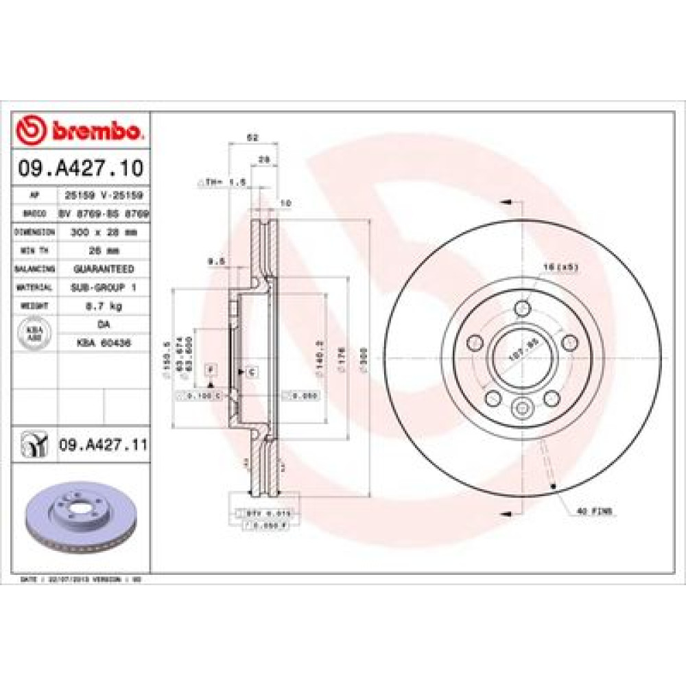 Диск гальмівний BREMBO 09a42711