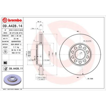 Диск тормозной BREMBO 09a42811