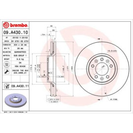 Диск тормозной BREMBO 09a43010