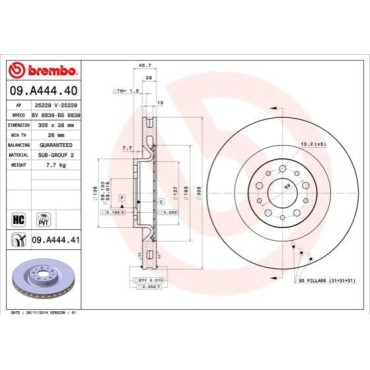 Диск гальмівний BREMBO 09a44440