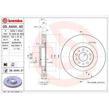 Диск тормозной BREMBO 09a44441