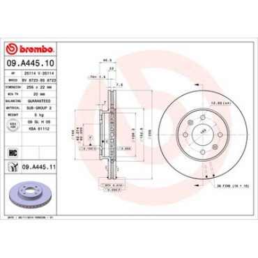 Гальмівний диск передній BREMBO 09a44510