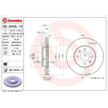 Гальмівний диск передній BREMBO 09a44511