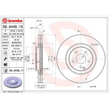 Диск гальмівний BREMBO 09a44810