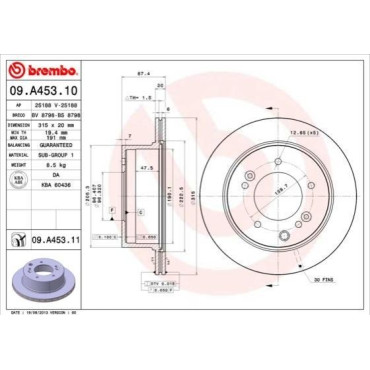 Тормозной диск задний BREMBO 09a45311