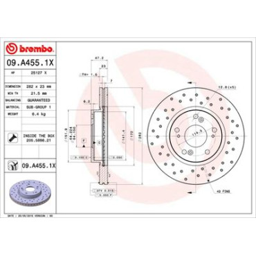 Диск гальмівний BREMBO 09a4551x