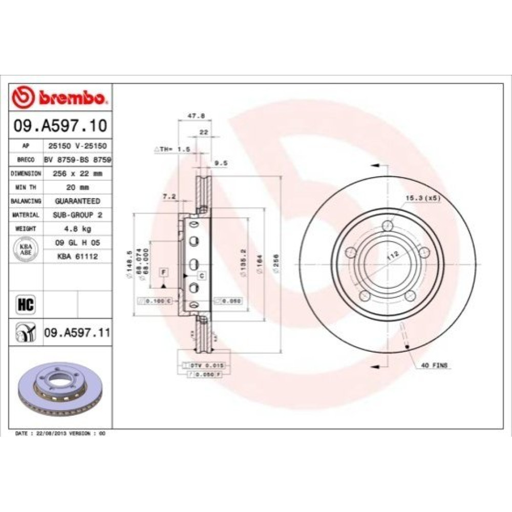 Гальмівний диск задній BREMBO 09a59711