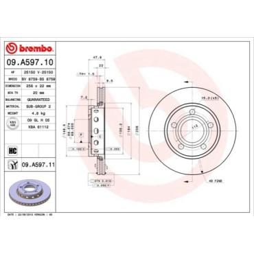 Тормозной диск задний BREMBO 09a59711