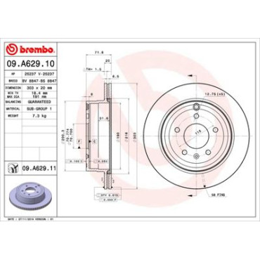 Диск тормозной BREMBO 09a62910