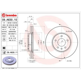 BREMBO 09a63010 Диск гальмівний BREMBO 09a63010