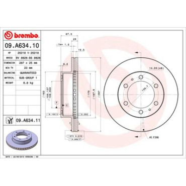 Диск гальмівний BREMBO 09a63410