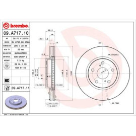 BREMBO 09a71711 Гальмівний диск передній BREMBO 09a71711