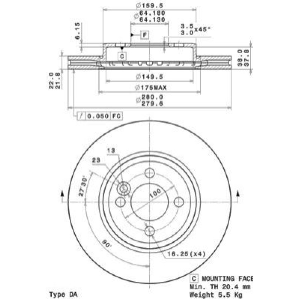 Тормозной диск передний BREMBO 09a76111