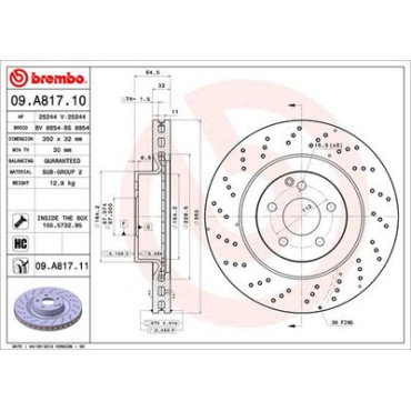 Диск тормозной BREMBO 09a81711