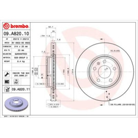 Тормозной диск BREMBO 09a82011