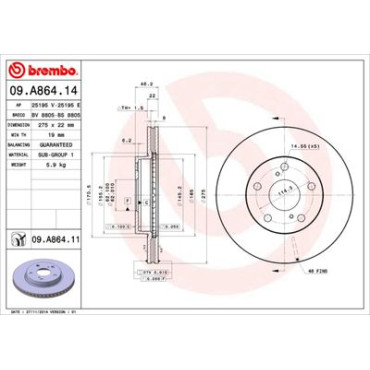 Гальмівний диск передній BREMBO 09a86411