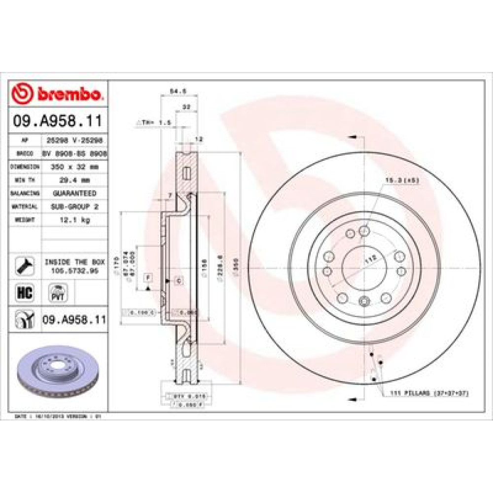 Диск гальмівний BREMBO 09a95811