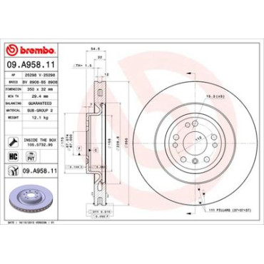 Диск гальмівний BREMBO 09a95811