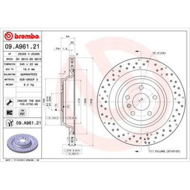 Тормозной диск BREMBO 09a96121