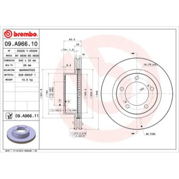 Диск тормозной BREMBO 09a96610