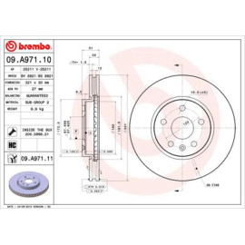 Диск гальмівний BREMBO 09a97111