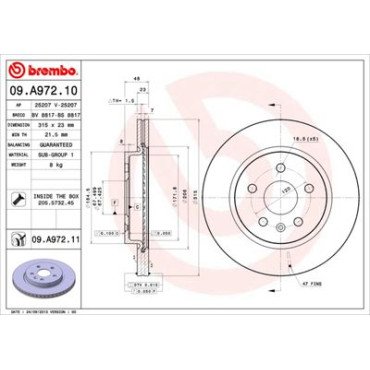 Тормозной диск задний BREMBO 09a97211