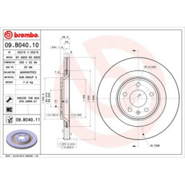 Диск гальмівний BREMBO 09b04011