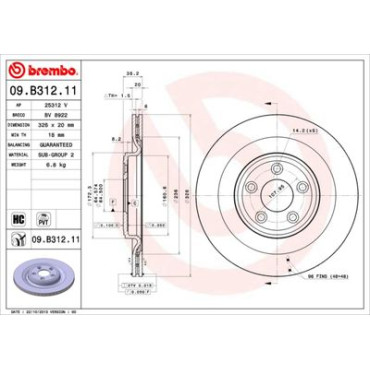 Диск гальмівний BREMBO 09b31211