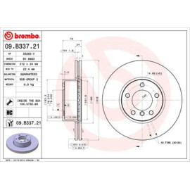 Тормозной диск передний BREMBO 09b33721