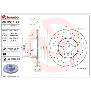 Диск тормозной BREMBO 09b3372x