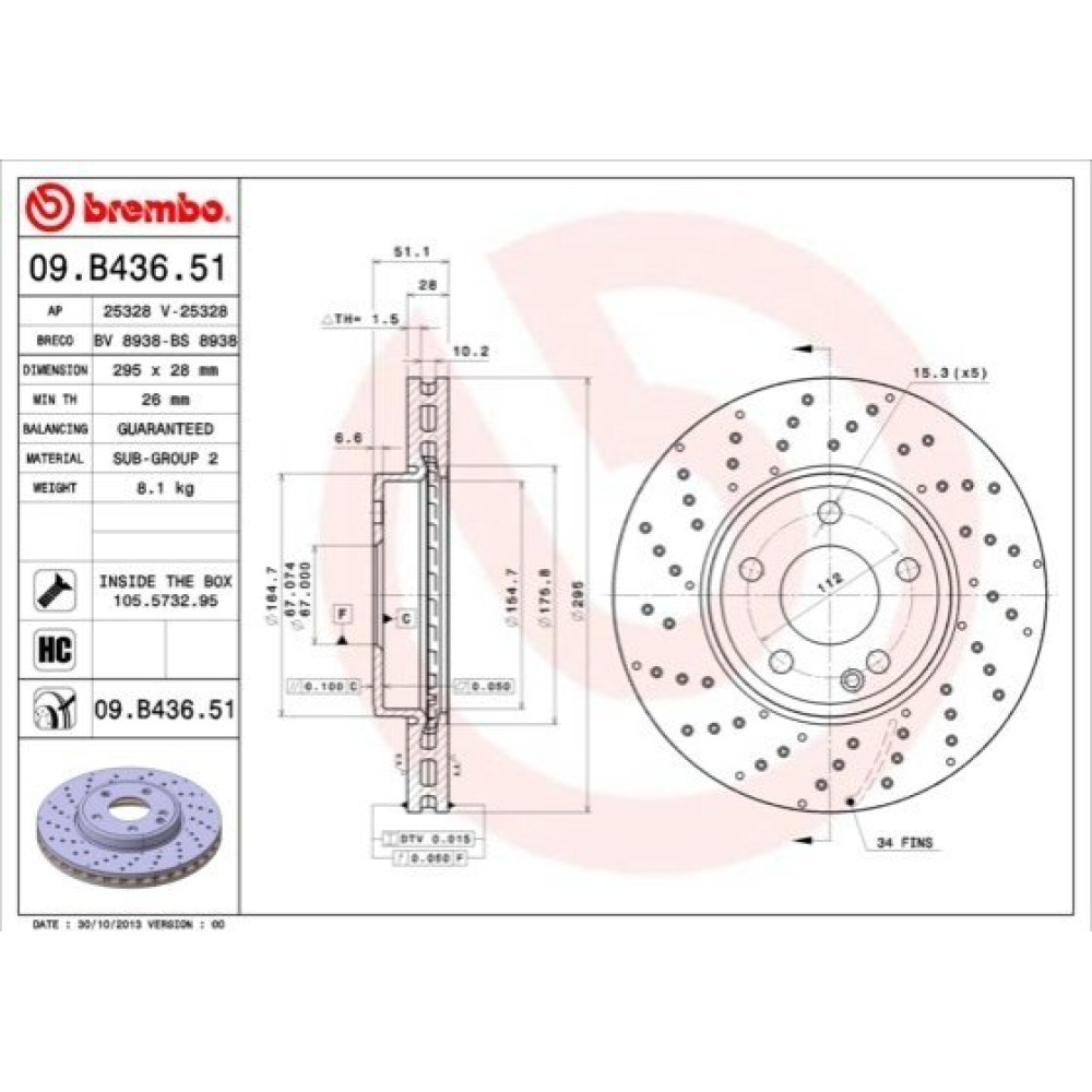 Диск тормозной BREMBO 09b43651