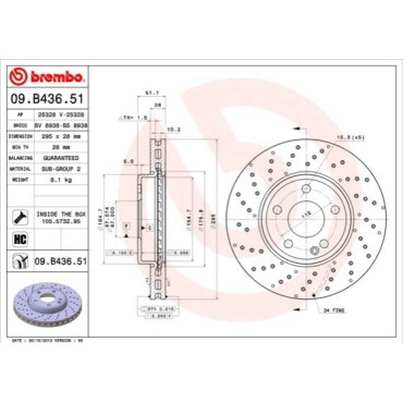 Диск гальмівний BREMBO 09b43651
