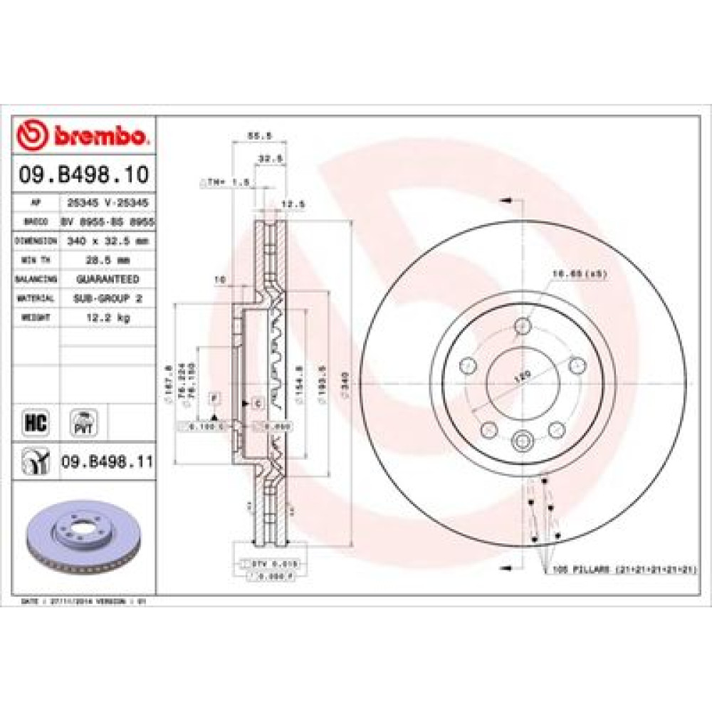 Диск гальмівний BREMBO 09b49811