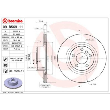Диск тормозной BREMBO 09b56911