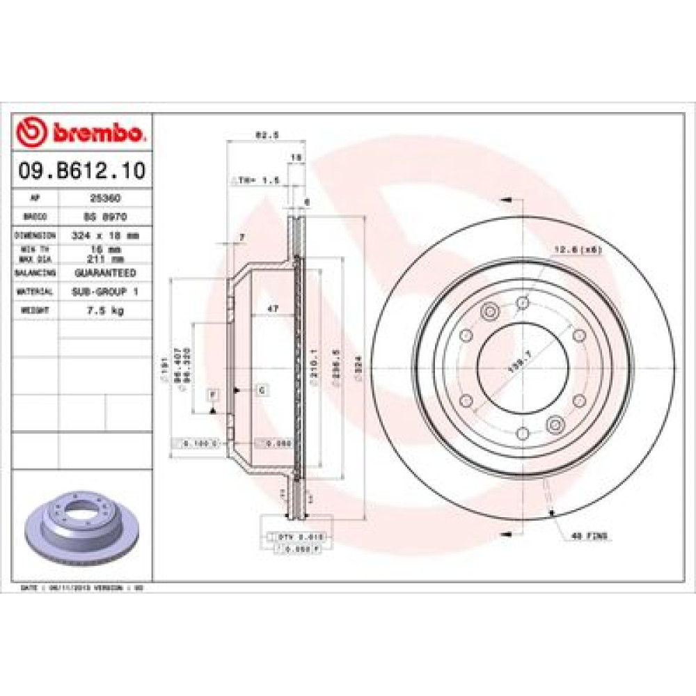 Диск гальмівний BREMBO 09b61210