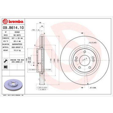 Диск тормозной BREMBO 09b61410