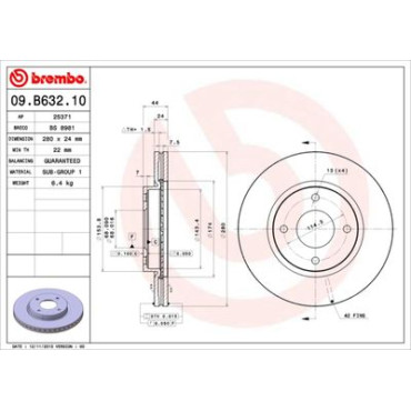 Диск гальмівний BREMBO 09b63210