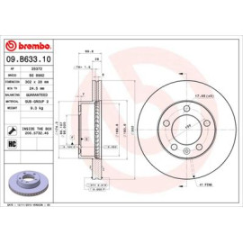 Тормозной диск передний BREMBO 09b63310