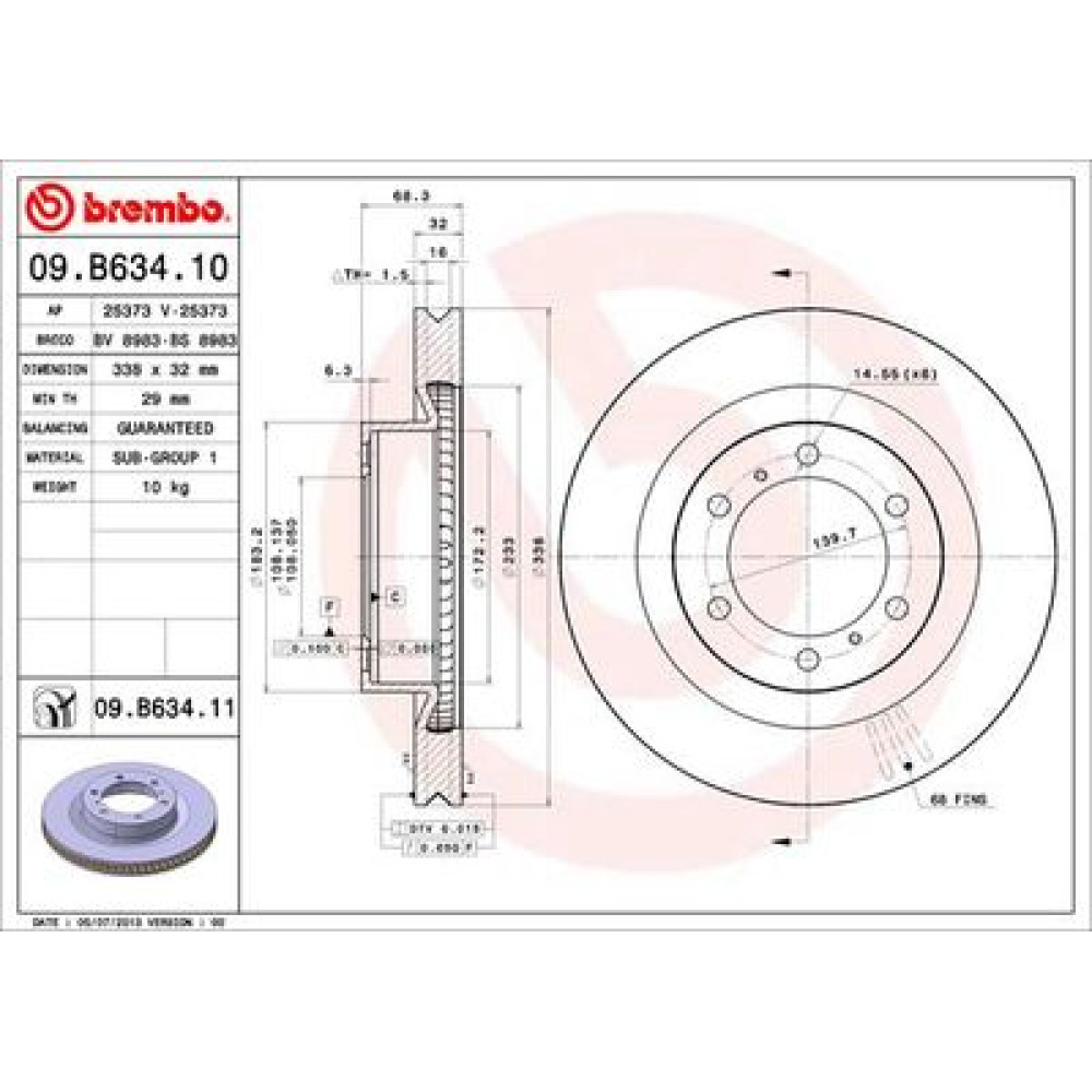 Диск гальмівний BREMBO 09b63411