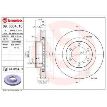 Диск тормозной BREMBO 09b63411