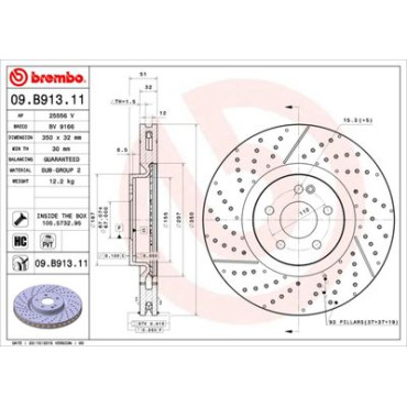 Диск гальмівний BREMBO 09b91311