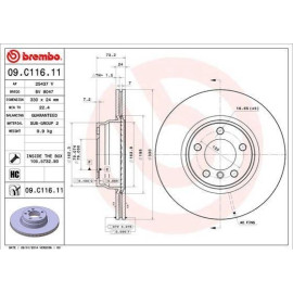 BREMBO 09c11611 Диск гальмівний BREMBO 09c11611